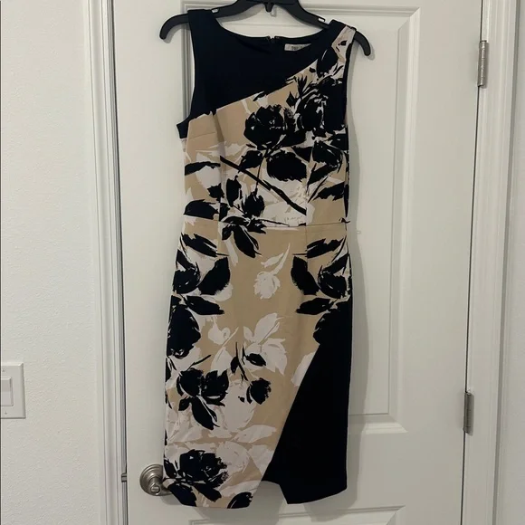 White House Black Market Black and Cream Floral Dress - Picture 1 of 4